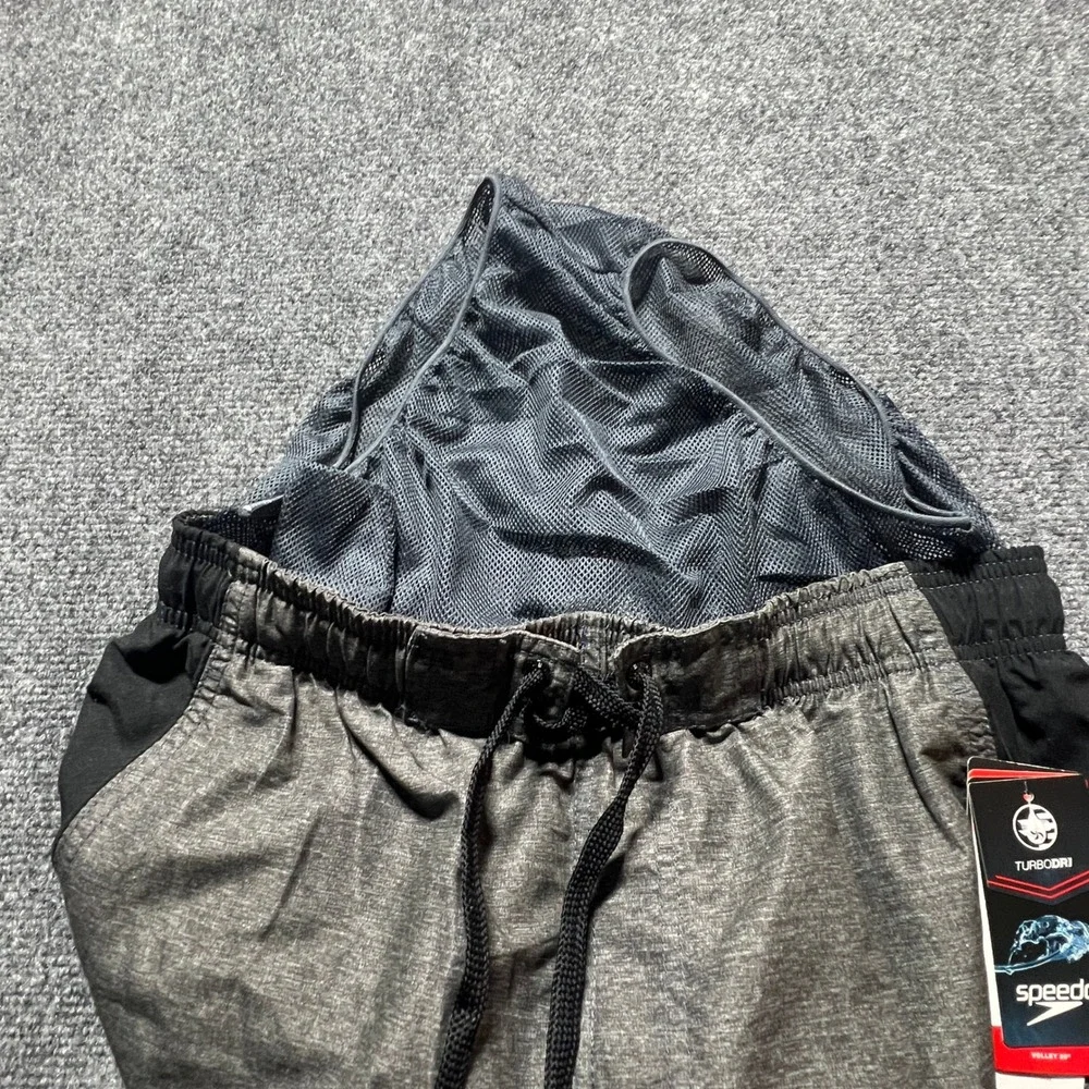 NEW Speedo Mens Volley 20 Swim Trunks Grey TurboDri Mesh Liner Medium 7784077